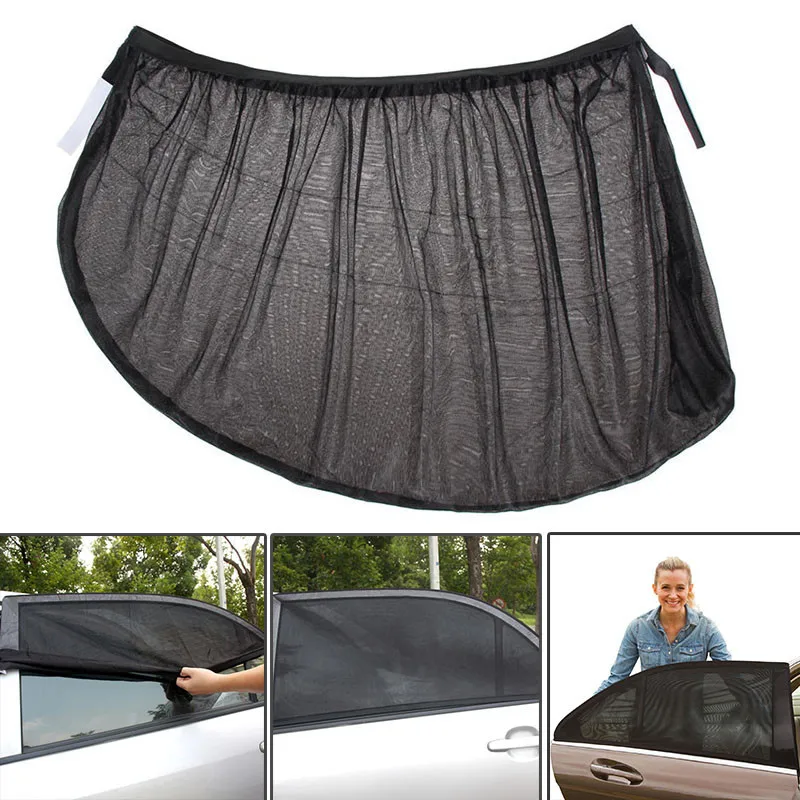 

2pcs Car Rear Side Window Cover Sunshade Curtain UV Protection Shield Sun Shade Mesh Black Auto Sunshade Curtain Car Accessories