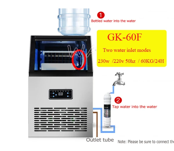 GK-60F 220v 40кг/60 кг/80 кг льдогенератор Коммерческая Машина для упаковки льда автоматический/домашний автомат для льда/для бара/кофе магазин от китайского производителя/инструменты для приготовления кофе и чая - Цвет: GK-60F 220v