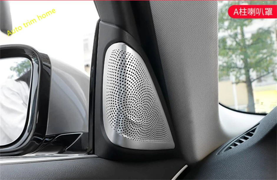 

For BMW 5 Series Sedan G30 530I 2017 2018 stainless steel A Pillar Stereo Speaker Audio Triangle Cover Trim 2 Pcs / Set