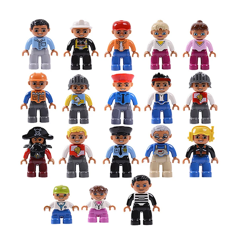 Big Size Action Figures City Princess Pirate Policemen Family Series Building Blocks Compatible Brand Duploes Education Toys