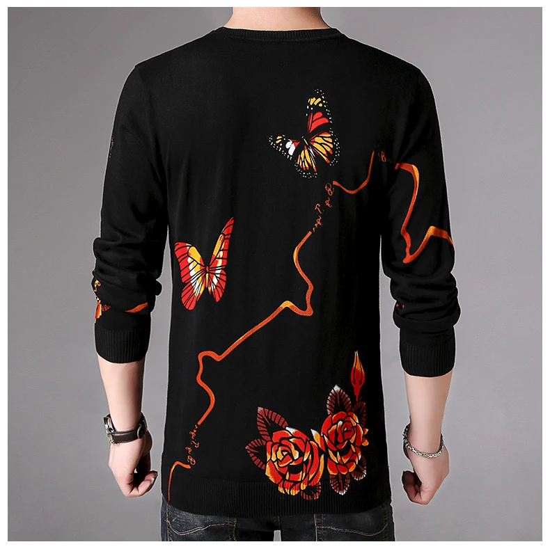 2018 Autumn Mens Fashion Sweaters Male Autumn Winter Men Slim Sweater Tiger Knitted Jumper For Men Sueter Butterfly Sweaters (10)