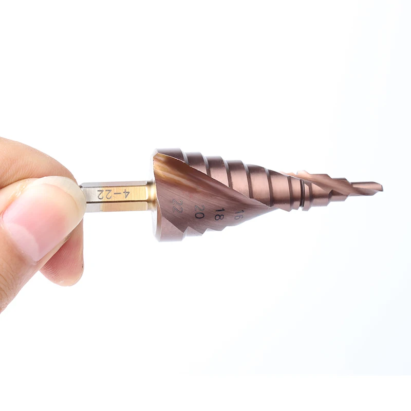 CO M35 Multifunctional Triangle Bit Hex Shank 4-22MM Spiral Groove Metal Step Bit Stainless Steel Hole Woodworking Power Tools CO M35 Multifunctional Triangle Bit Hex Shank 4-22MM Spiral Groove Metal Step Bit Stainless Steel Hole Woodworking Power Tools