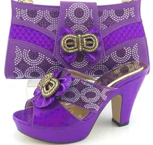 Hot Selling Italy Ladies Shoes And Bag Set Fashion Style Rhiestone Woman Shoes High Heels And Bag For Party Free Shipping ME3321