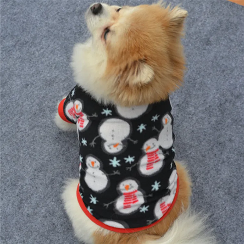 Winter Warm Pet cat dog Jacket clothes pullover snowman print snowflake puppy kitty Shirt coat apparel thick clothing supply