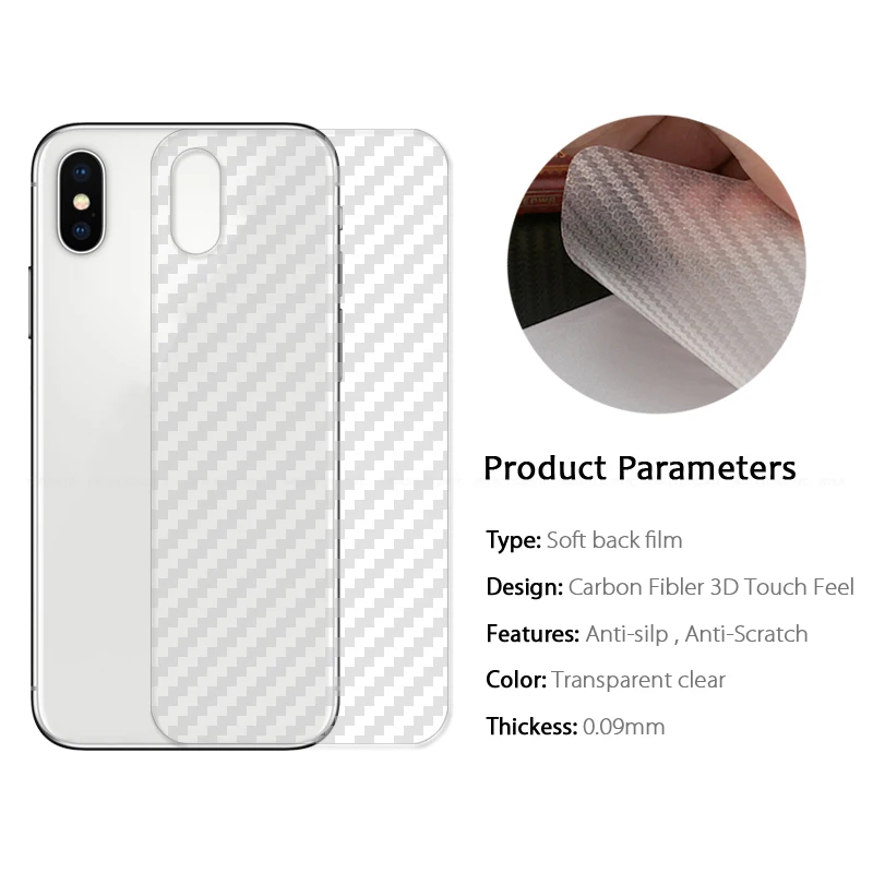 5Pcslot For iPhone XS MAX 6s Plus Carbon Fiber Protector Back Film 3D For iPhone 7 Plus 8 X XR 5s Anti-fingerprint Back Sticker (1)