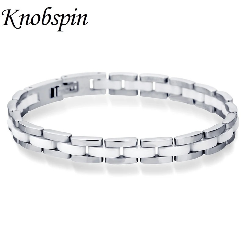 

2018 New 8MM Titanium Steel Ceramic Bracelet Jewelry Gifts Trendy White Arm Ceramic Bracelet for Women Men pulseira masculina