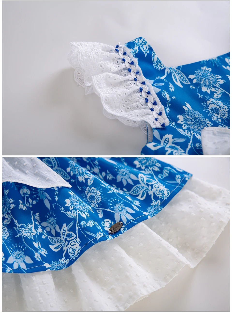 Pettigirl/От 6 месяцев до 3 лет одежда синего цвета с цветочным узором для маленьких девочек на лето; милые вечерние платья с белым бантом на свадьбу; детская одежда; G-DMGD203-56