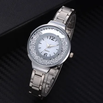 

2018 Women Brand Luxury Bracelet Quartz Watch Round Crystals Wrist Watches Fashion Steel Watches Relogio Masculino Ladies Clock