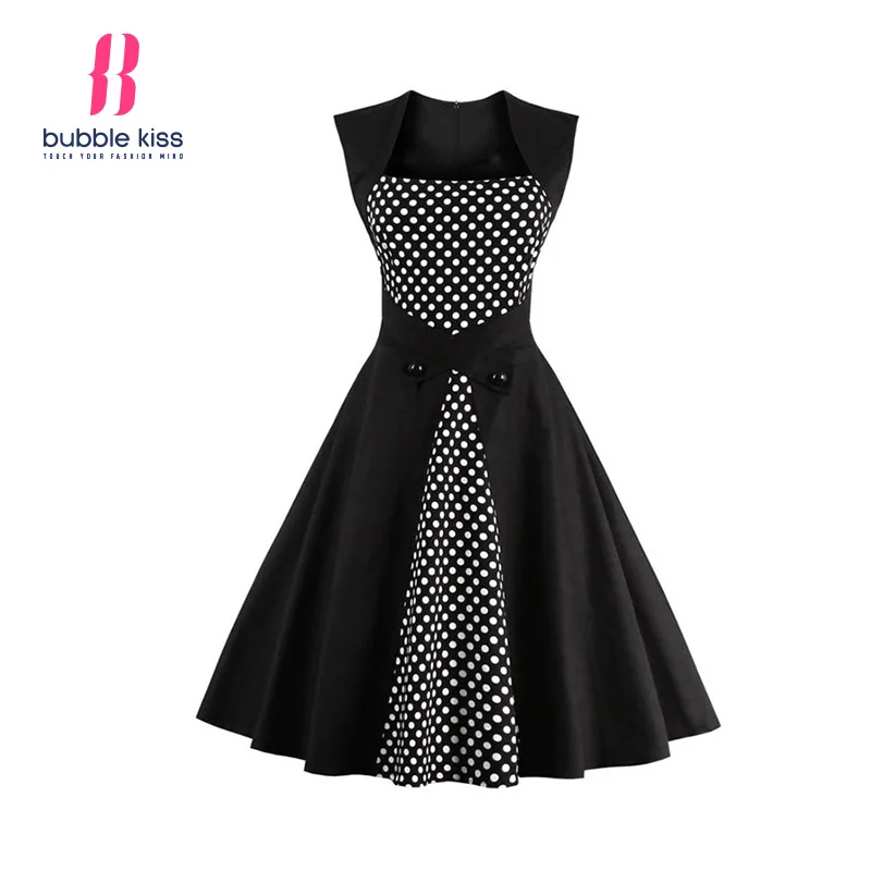 Vintage Office Dress Women Sleeveless Pleated A Line Party Dresses