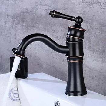 

Bathroom Antique Faucet Retro Black Paint Basin Faucet Bathroom Vanity Above Counter Basin Single Hot and Cold Water Faucet
