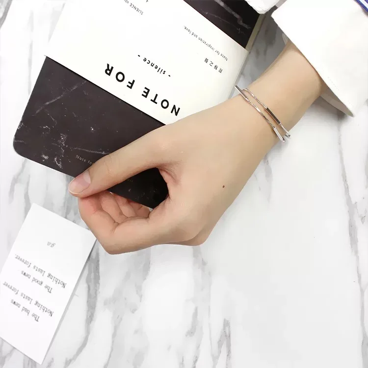 Браслет из стерлингового серебра 925 пробы, простой квадратный двойной браслет, Индивидуальные ювелирные изделия из серебра для девушек и девушек