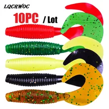 72mm 3.4g Jigging curly tail Fishing Lure Soft Worm Shrimp silicone bait Fish Ocean Rock fishing tackle swimbait Bionic lifelike