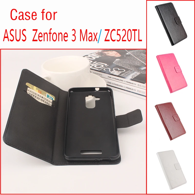 

For Asus Zenfone 3 Max/ZC520TL Phone Case Folio Flip Pure Color Crazy House Pattern Premium PU Leather Wallet Case Cover