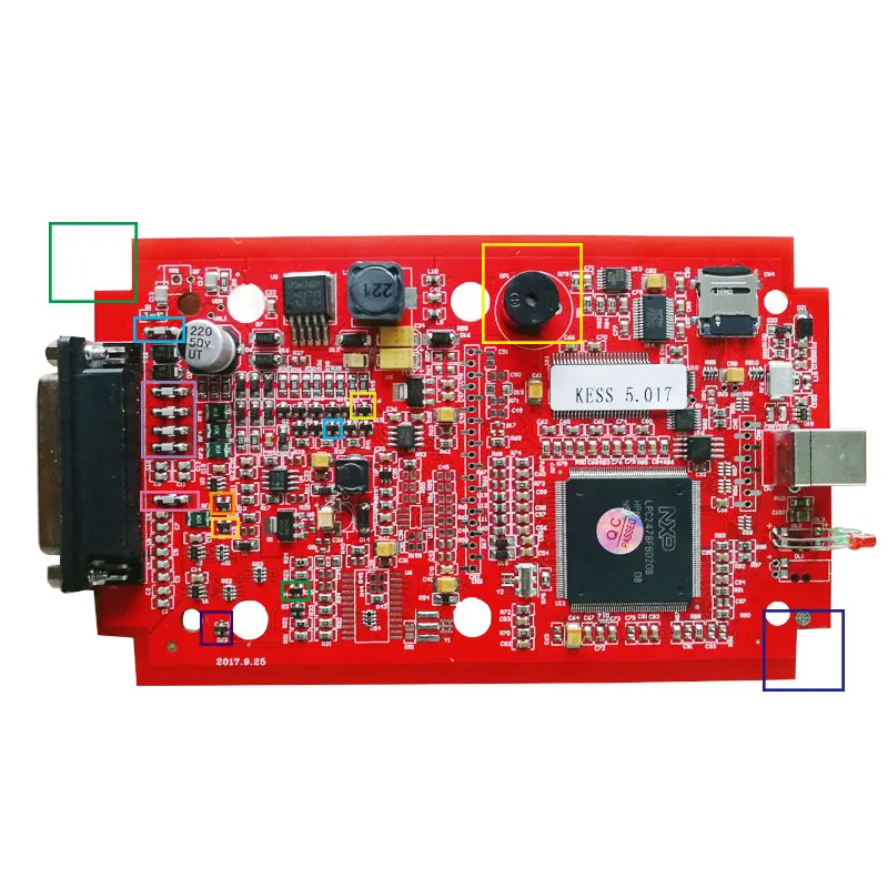 Онлайн Красный KESS V5.017 V2.47+ 4 светодиодный KTAG V7.020 V2.23+ светодиодный BDM Рамка без жетонов KESS 5,017+ K-TAG K Tag 7,020 ECU программист