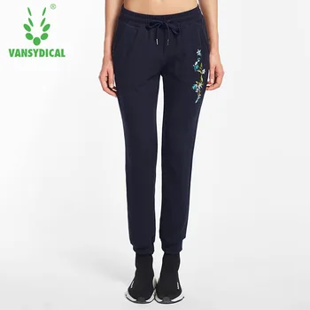 

new Sports Pants Women's Cotton Running Sweatpants Embroidery Flowers Breathable Outdoor Workout Jogging Long Trousers