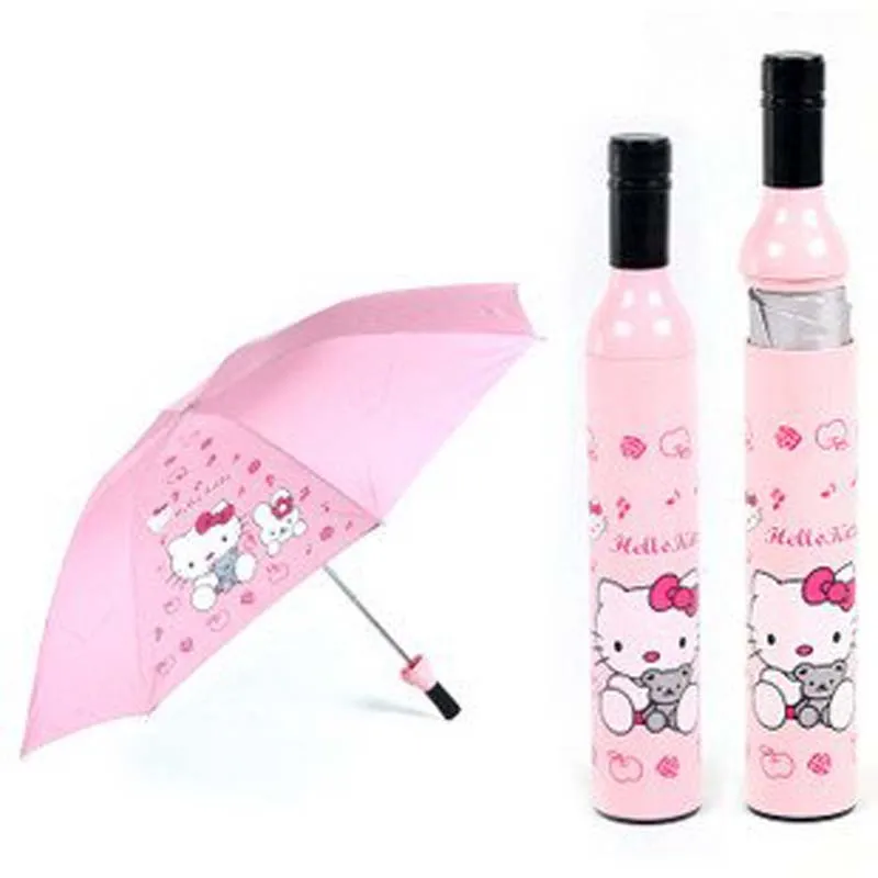 

New wine bottle Umbrella Fashion Umbrella Folding Umbrella with Hello Kitty Design