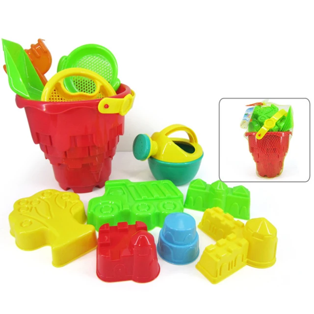 12 Pieces Beach Sand Toy Set with Mesh Bag for Kids Color Randomin