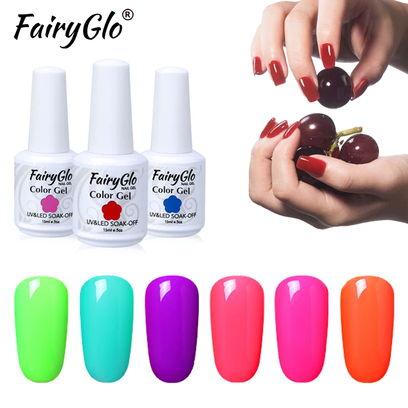 

FairyGlo 15ML Macaron Nail Gel Pure Color UV LED Nail Gel Polish Long Lasting Hybrid Varnish Soak Off Semi Permanent Gel Varnish