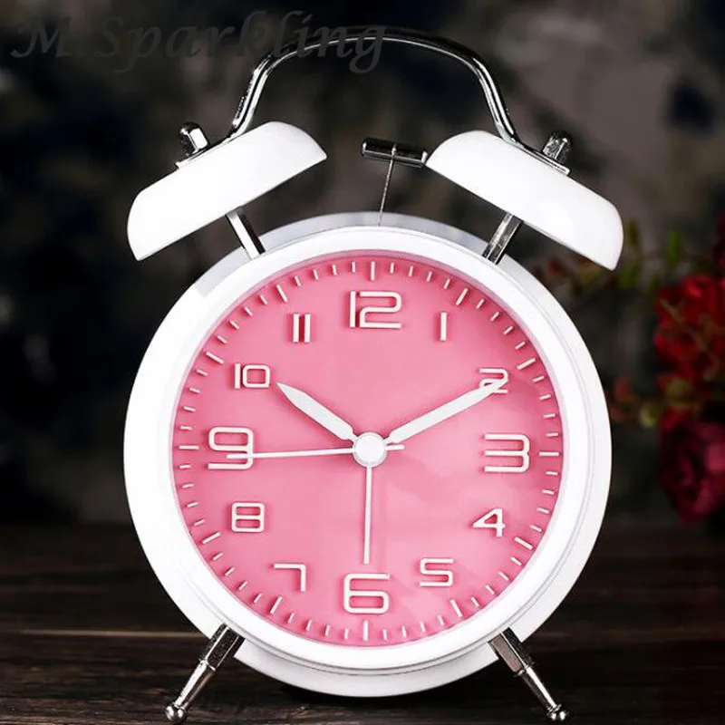 

M.Sparkling South Korea Cute Metal Alarm Clock Silent Creative 4-inch Garden Digital Bedside Alarm Clock