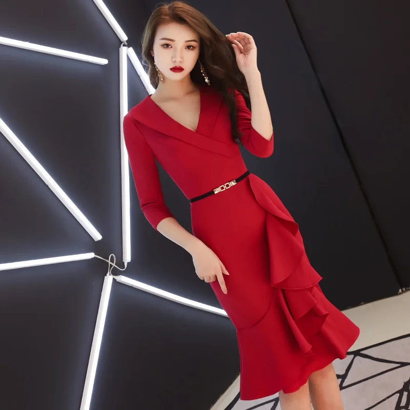 Платье для девочек Свадебная вечеринка Один шаль на плечи платье Ruched Robe Короткие вечерние платья сексуальные банкетные Vestido платья для подружек невесты TS1046