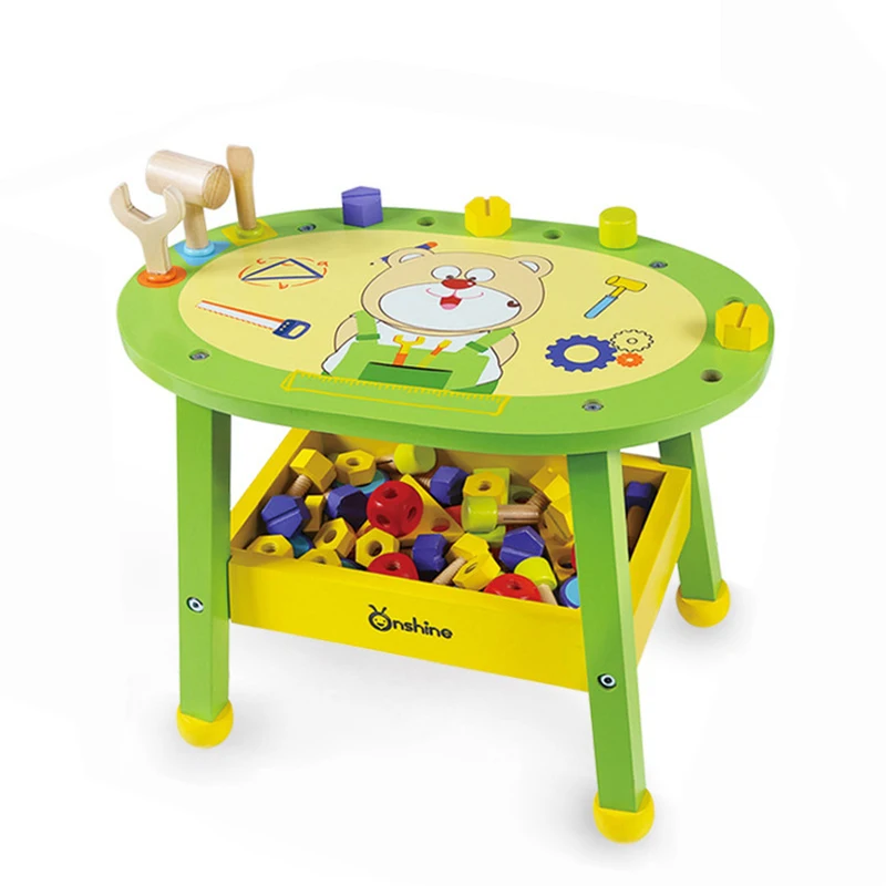 

Children's simulation wooden repair tool box puzzle nut building blocks assembled toys
