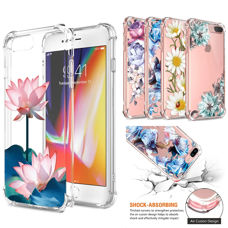 

Airbag Shockproof TPU Flower Soft Coque Case for iPhone 6 6S 7 8 Plus 10 XR X 5 5S SE 9 Case for iPhone XS Max Case Cover Fundas