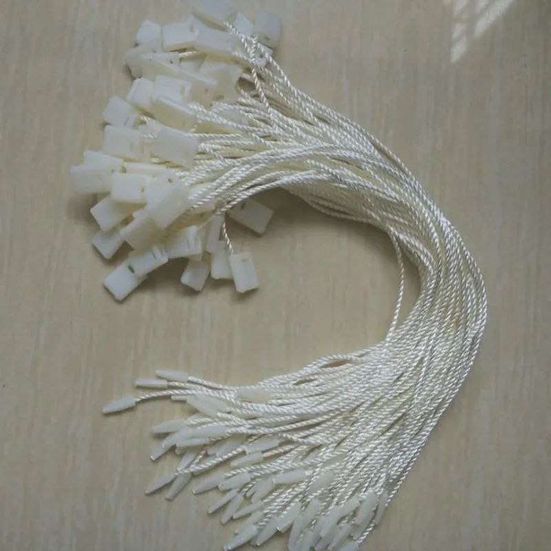 100pcs/lot , 8 inches White/Beige/Black Hang tag Rope Polyester String Snap Lock Pin Loop Tie Fasteners