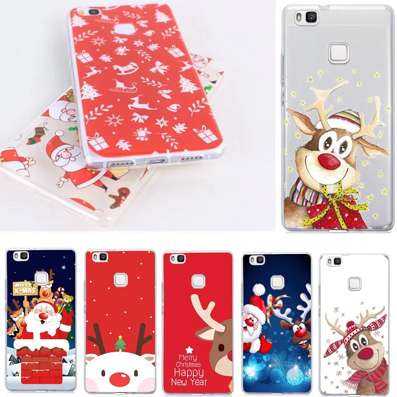 

For Huawei P20 Lite Case Silicone TPU Christmas Elk Deer Soft Phone Cover For p smart p9 p10 mate 10 lite iphone 5 5s se 6 6s