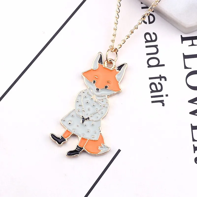 DIY симпатичное животное ожерелье подвеска кавайи мультфильм Mr. Fox Miss. Fox чокер Золотая цепь унисекс любовник ожерелье s& Кулоны Прямая поставка