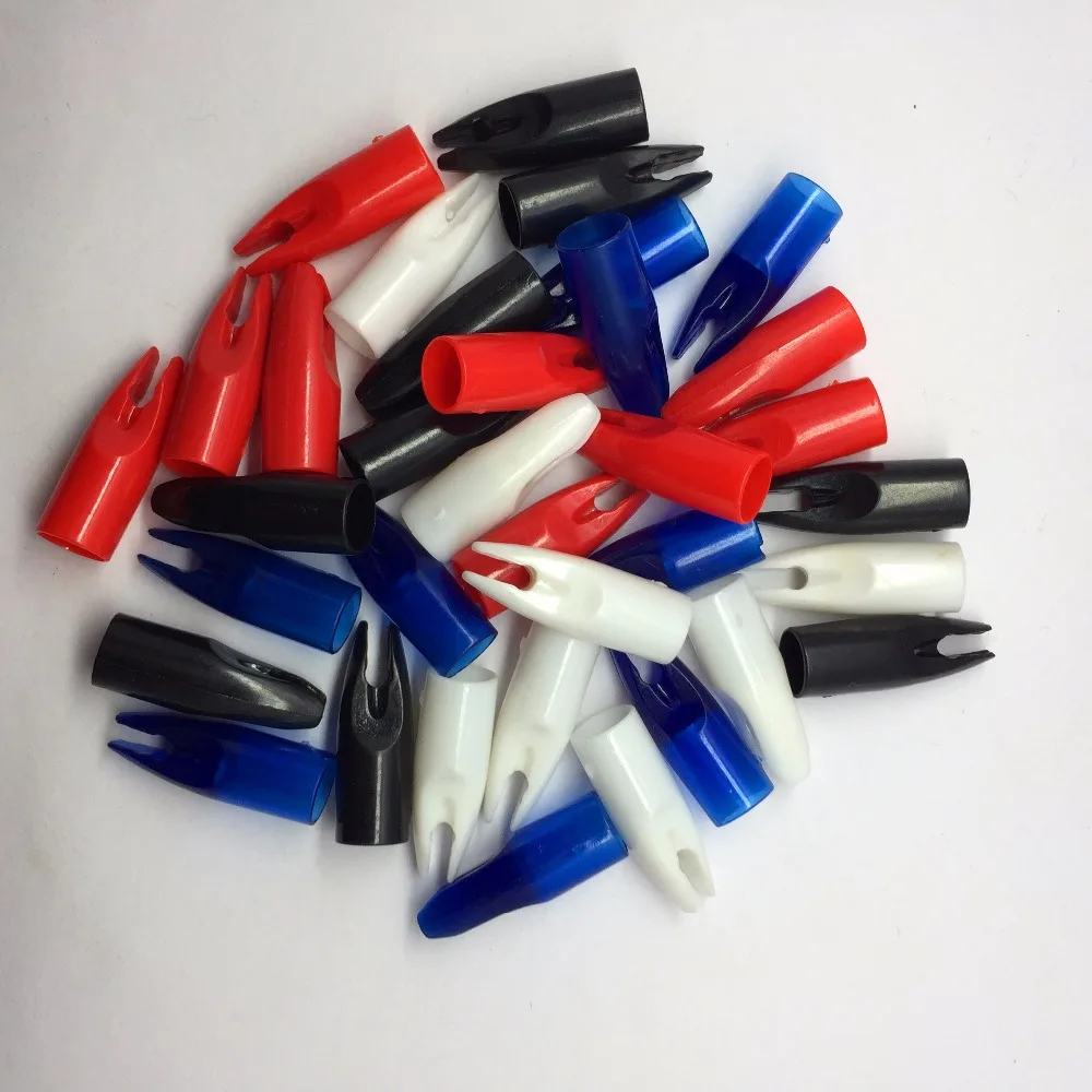 

100 pcs Archery Arrow Hunting Arrows Nocks 5/16 Plastic Outwear Arrow Tail Used For 8mm Wooden Arrow Shafts FT-89
