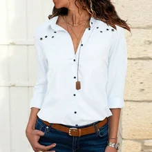 ^^Best Offers Office Work Blouse Long Sleeve Rivet Chiffon Vintage Womens Blouses And Tops White Blusas 2019 Spring Autumn ^^Best Offers Office Work Blouse Long Sleeve Rivet Chiffon Vintage Womens Blouses And Tops White Blusas 2019 Spring Autumn
