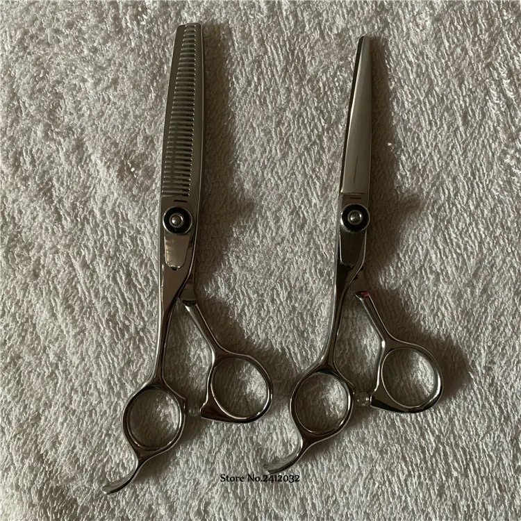 

Hot "H-S" Left Hand Professional Hair Cutting Thinning Scissors Set 440c High Quality Barber Shop Hairdressing Salon Shears H-32
