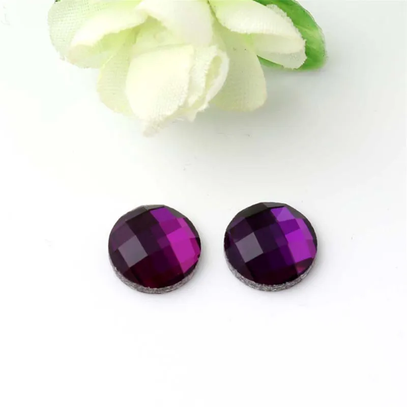 Jewelry Accessories Purple Round Flat Back Purple Glass Crystals