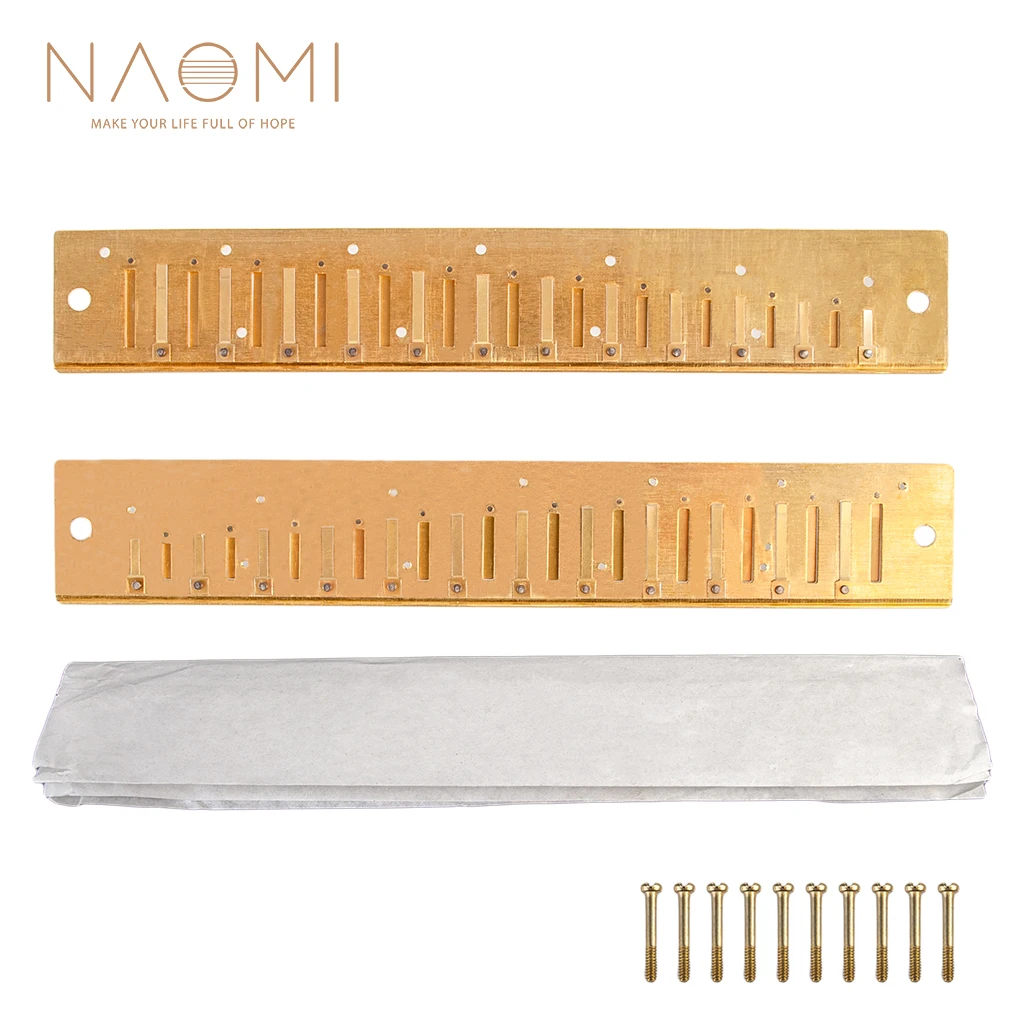 

NAOMI 2PCS Harmonica Reed Plates 24 Reeds Brass Cover Plates For Swan QiMei Suzuki C Tone With Screws