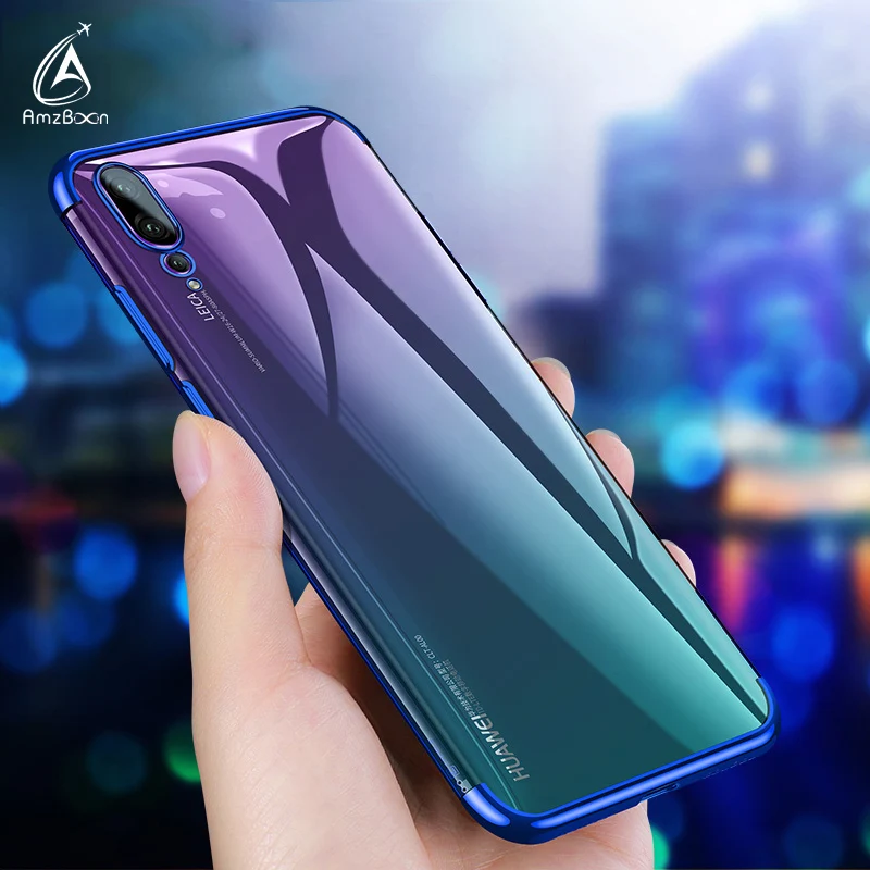 Чехол Amzboon для Huawei P20 Plus мягкие чехлы из ТПУ ультра тонкий прозрачный блестящий