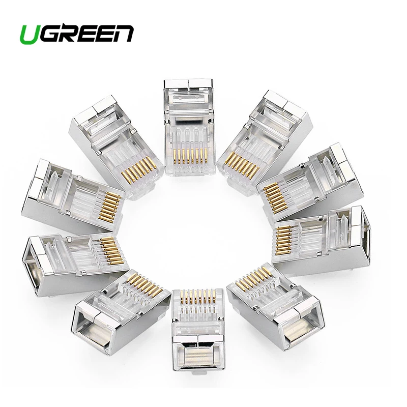 

Ugreen Cat6 RJ45 Connector 8P8C Modular Ethernet Cable Head Plug Gold-plated Cat 6 Crimp Network RJ 45 Connector Cat6