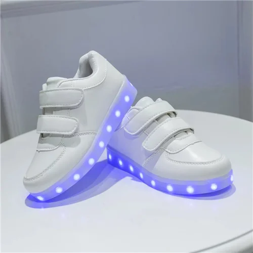 7ipupas 25-40, модная детская обувь с подсветкой, хорошее качество, 11 цветов, светящиеся кроссовки для девочек и мальчиков, Студенческая детская обувь - Цвет: TXG02 Kid White