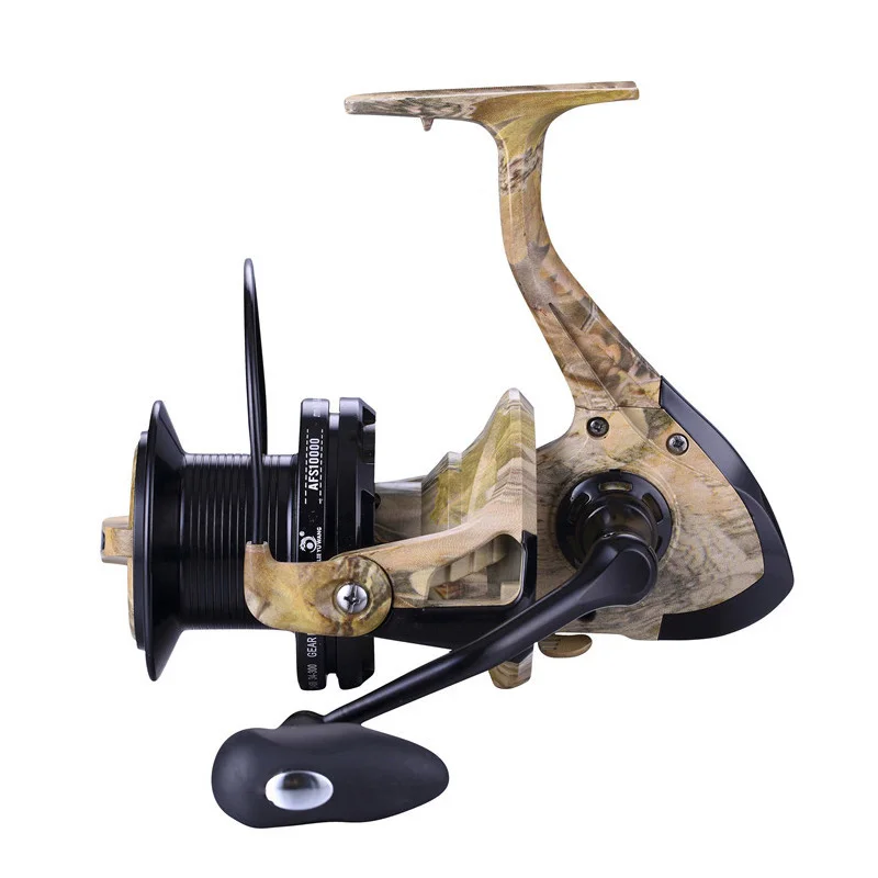 

12+1 Ball Bearing Big Reel Long Distance Camouflage Spinning Fishing Reel Aluminium Spool and CNC Handle