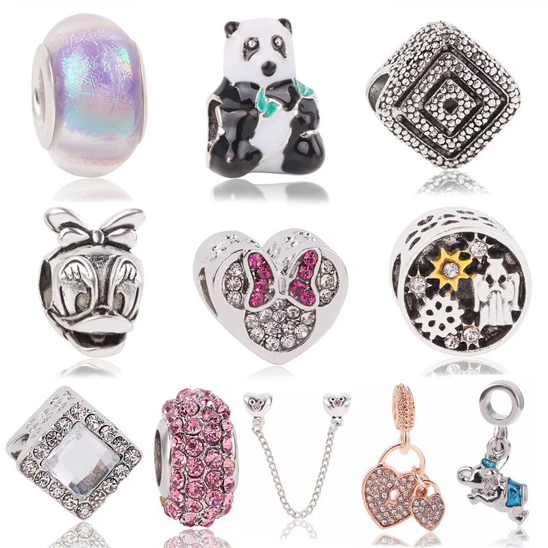 

Ranqin New Free Shipping 1Pcs Silver Bead Charm European Silver with Mickey cartoon Charm Pendant Bead Fit Pandora Bracelet Gift