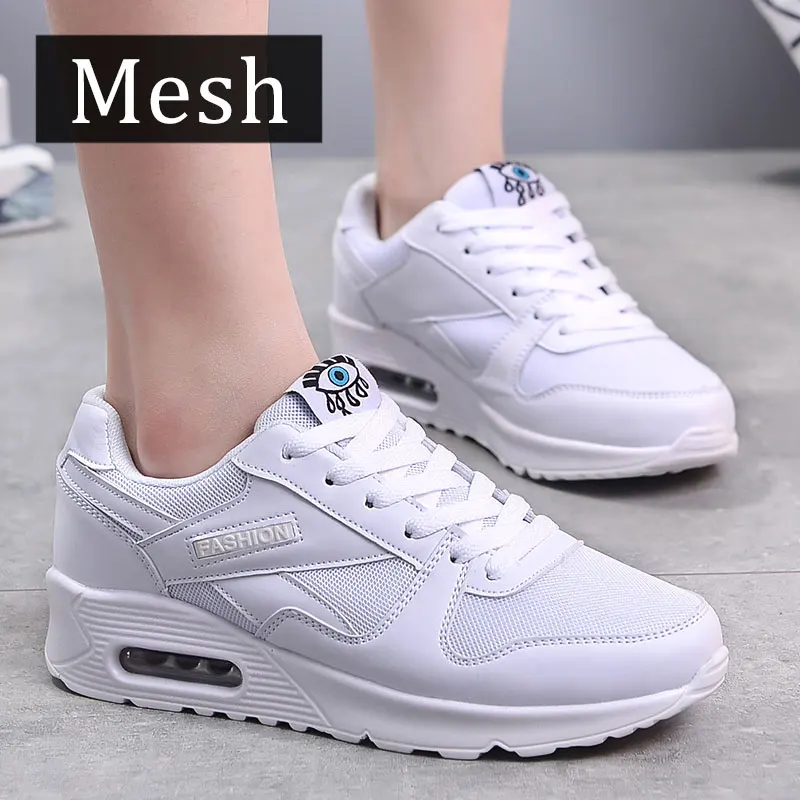 MWY/обувь; женские кроссовки; однотонная женская обувь для отдыха; Zapatillas De Mujer; дышащая женская повседневная обувь; женская обувь на платформе - Цвет: White Mesh