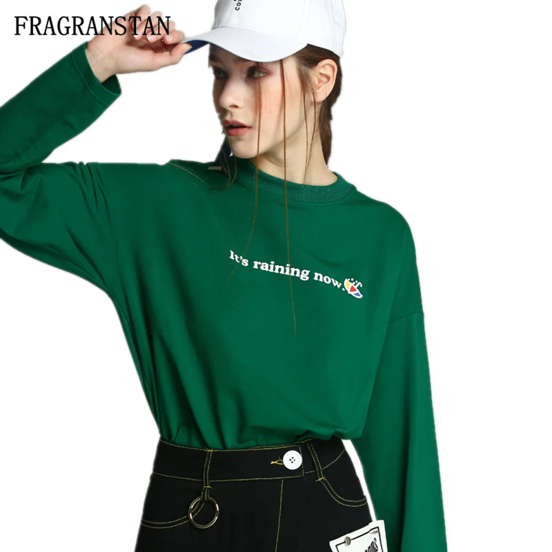 Spring Autumn Female Long Sleeve O Neck Sweatshirts High