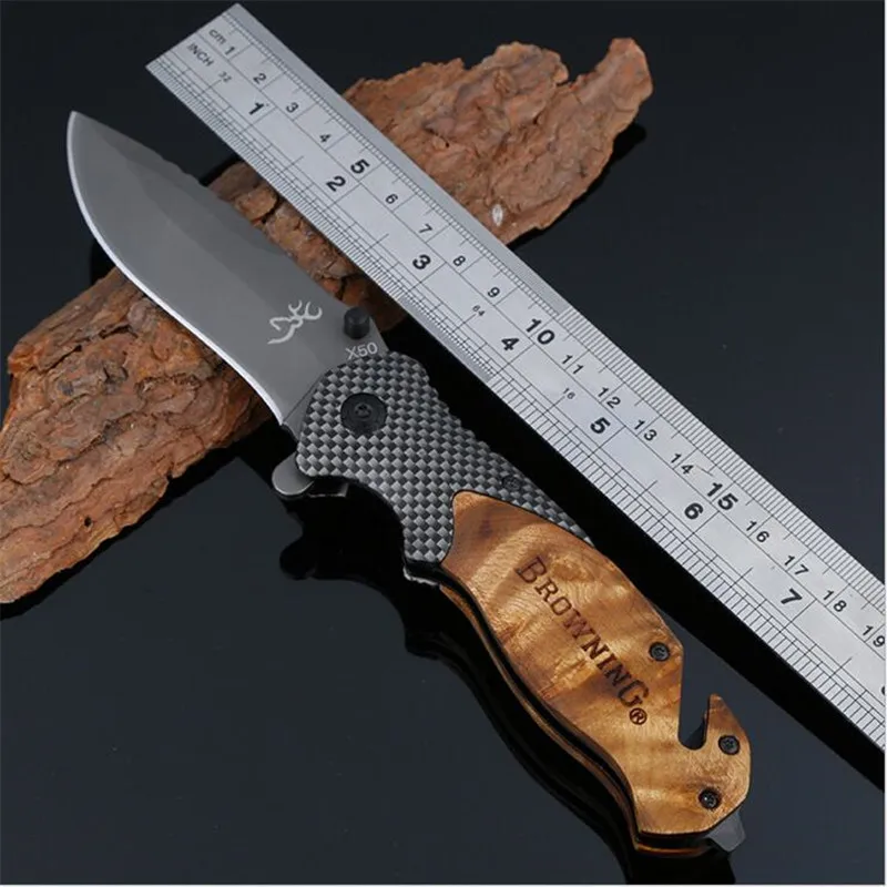 

Folding knife Browning X50 Blade Titanium Huntting Survival Knives EDC Tool With Wood Handle Mini Tactical Folding Pocket-Knife