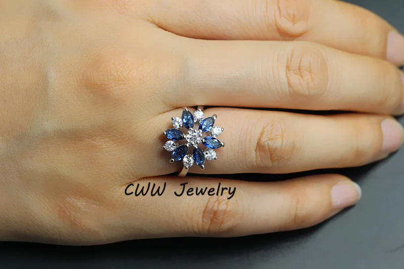 Женское кольцо с фианитом цвета белого золота R074|flower ring|rings fashion jewelryring jewelry |