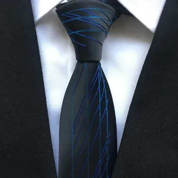 

Stylish Tie Skinny Ties High Craft Symmetric Necktie Black with Unique Blue Stripes