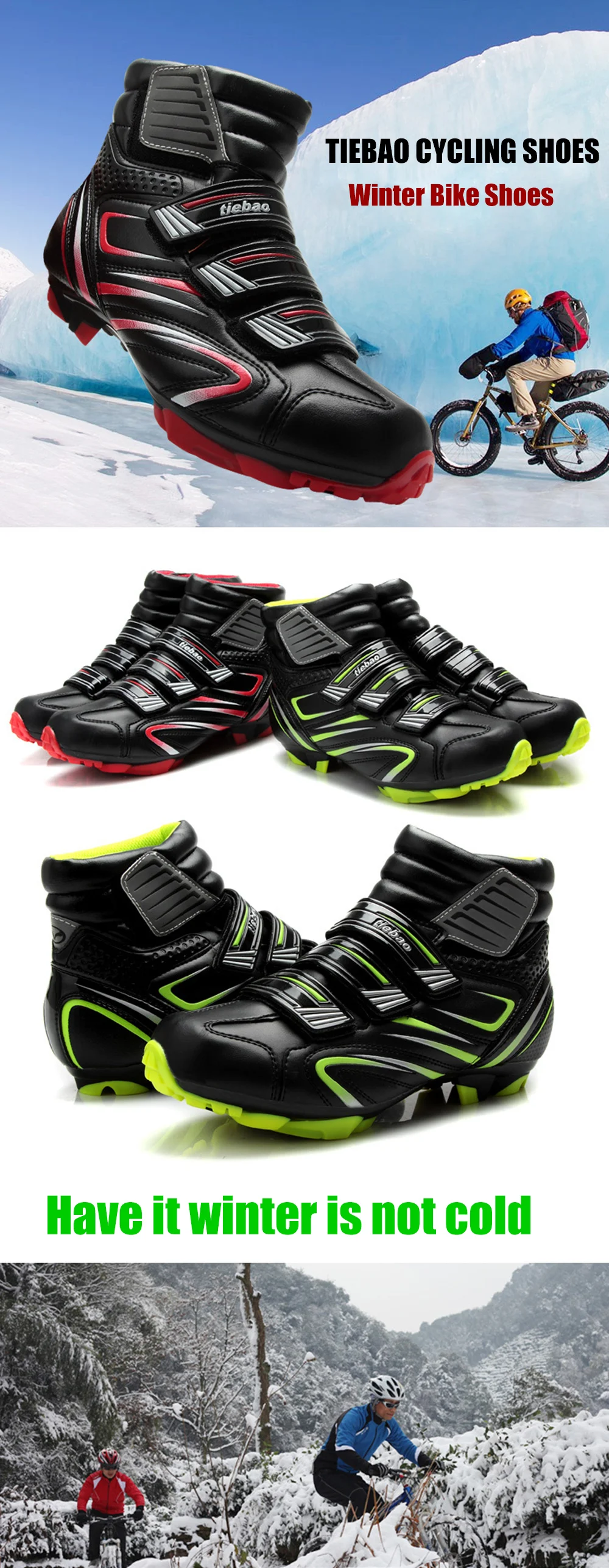 TIEBAO Winter Cycling Shoes SPD Pedals Set Sapatilha Ciclismo MTB Bike Bicycle Breathable Self-locking Riding bicycle Shoes