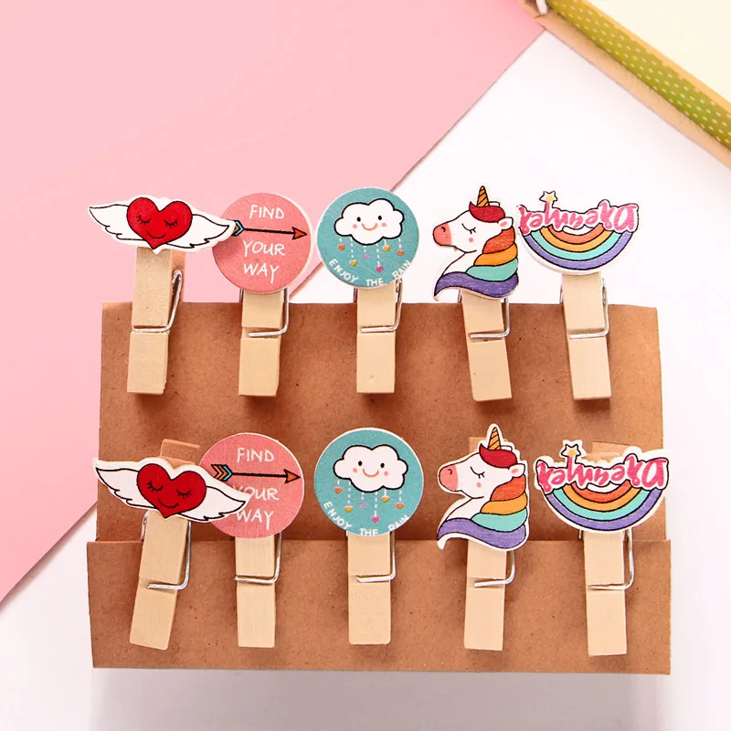 10pcs Many color Wooden Clothespin Clips Office Party Decoration