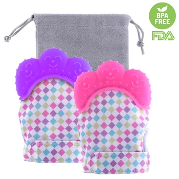 

2Pcs Baby Teethers Silicone Teething Mitten Toddler Self-Soothing Teether Gum Pain Relife Protective Glove For Baby