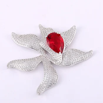 

Luxury Red Crystal AAA Cubic Zirconia Rhinestone Flower Big Pendant Charms For DIY Pearls Necklace Making Accessories Findings