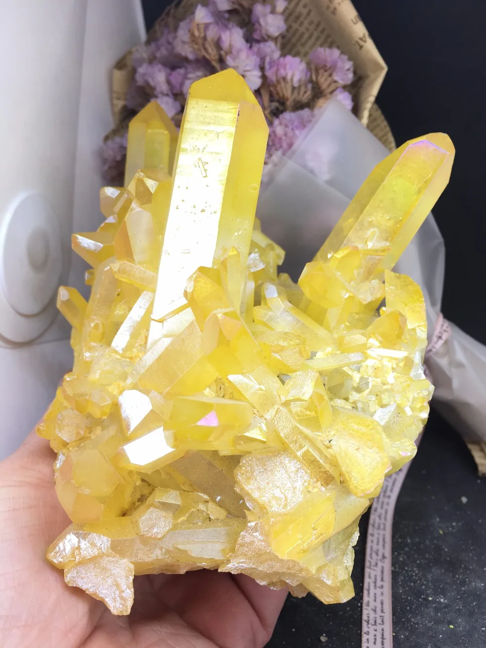 

PRETTY Aura Quartz Crystal Bismuth Titanium Silicon Clusters SPECIMEN