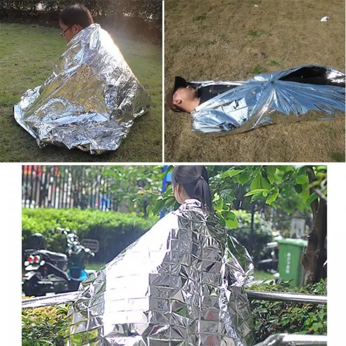 Портативное аварийное фольгированное одеяло майларовое спасательные термальные средства сохраняют тепло тела для кемпинга пешего туризма YS-BUY
